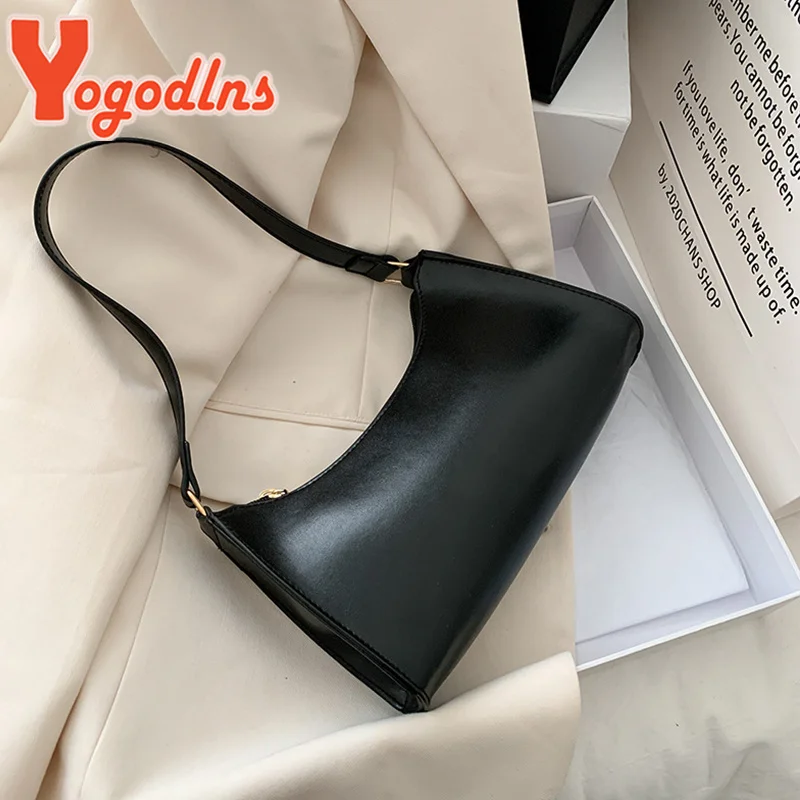 

Simple Bag For Women PU Leather Shoulder Bag New Trendy Armpit Bag Solid Color Handbag Lady Daily Pouch Bolso