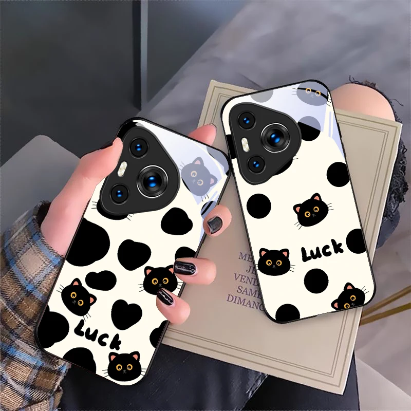Милый черный кот для Huawei P50 40 60 20 Pro Pura 70 Ultra P30 Lite Honor Nova 8i 10 9 SE 13 12S 5T P10 Черный