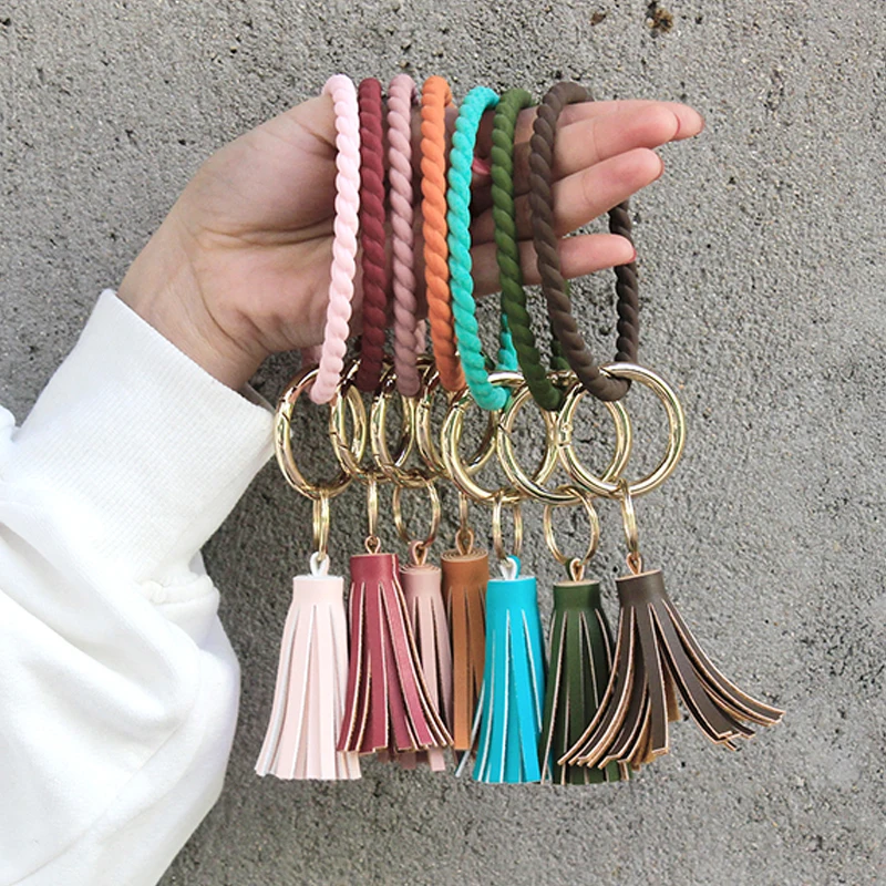 

Модный брелок для ключей с круглым браслетом из силикагеля для женщин, подарок, модный простой круглый браслет для ключей, браслет унисекс, ...