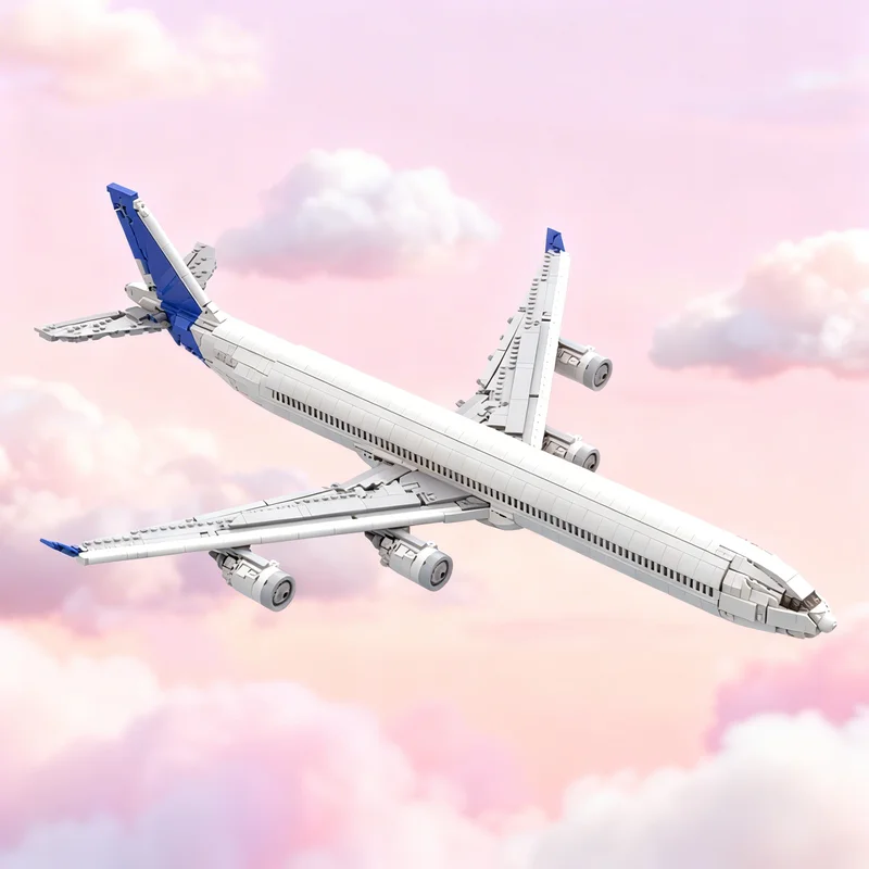 Фото Конструктор MOC: Авиалайнер A340 в заводской ливрее, 2481 деталь, креативная усовершенствованная модель, набор для сборки, коллекционная игрушка, подарок №1