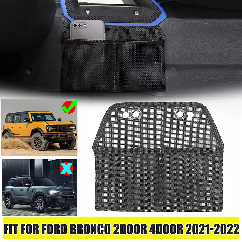 

Rhyming Car Passenger Grab Handle Net Pouch Console Side Storage Mesh Bag Fit For Ford Bronco 2021 2022 2/4 Door Car Refit Parts