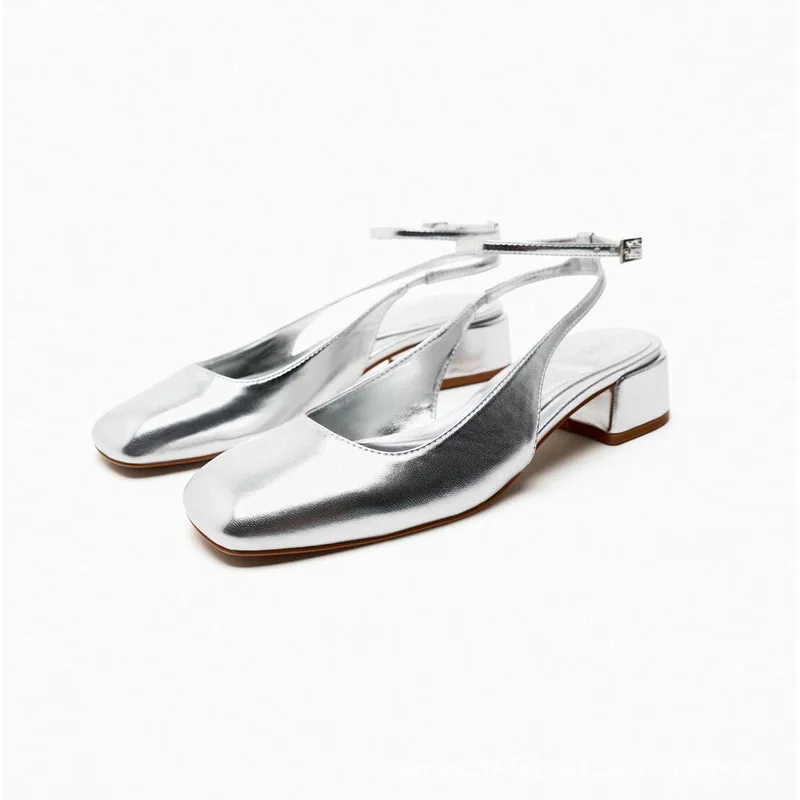 

Босоножки женские кожаные на высоком квадратном каблуке, дизайнерские брендовые элегантные сандалии с квадратным носком, B208, обувь на лето