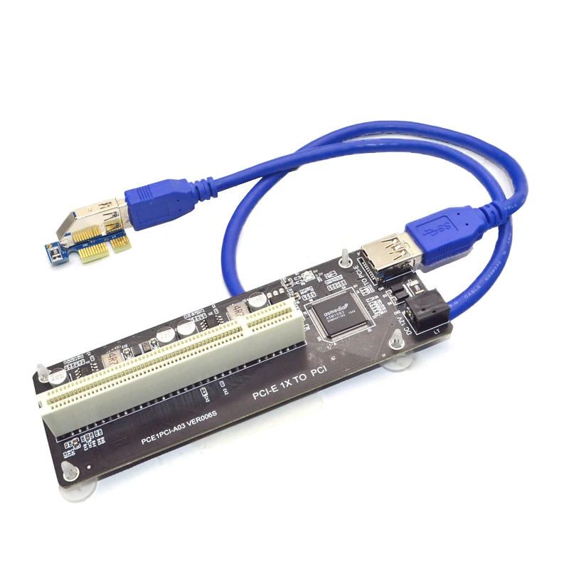 

PCIE PCI-E PCI Express X1 to PCI Riser Card Bus Card High Efficiency Adapter Converter USB 3.0 Cable for Desktop PC ASM1083 Chip