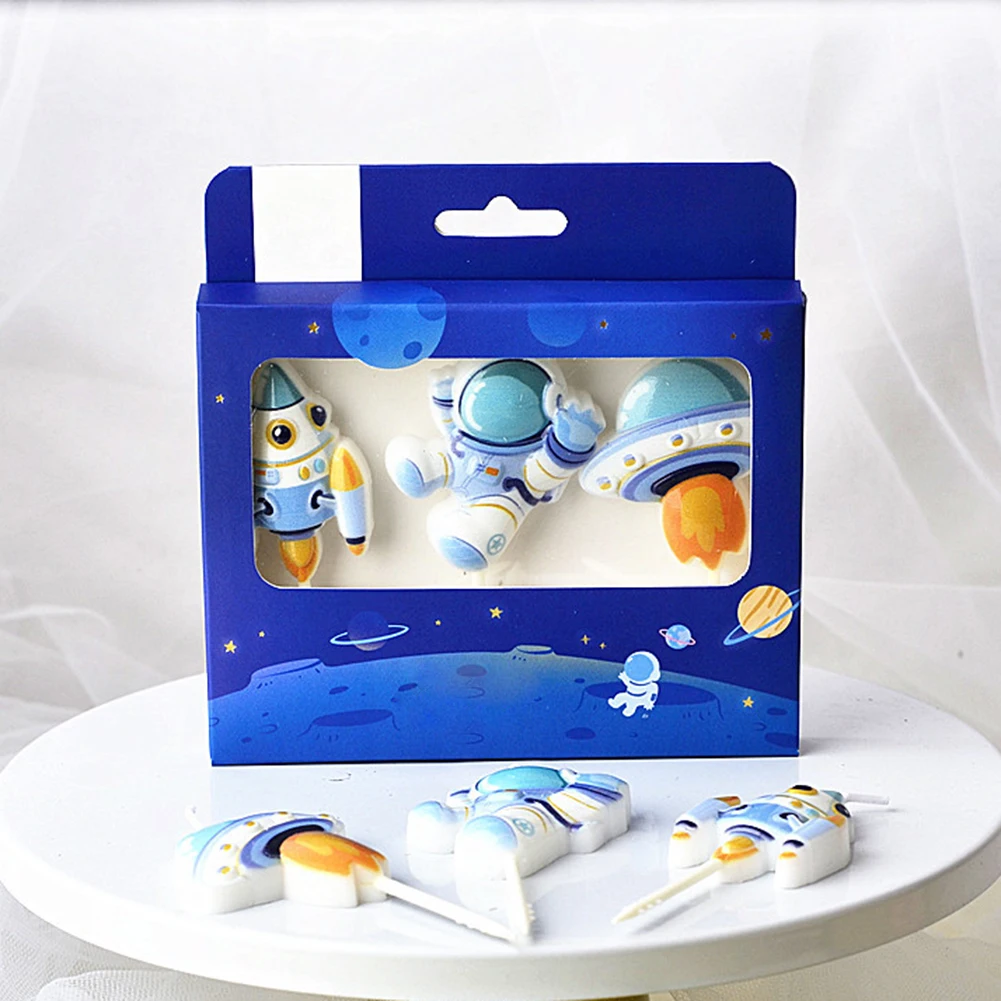 3 шт./компл. свеча в виде космонавта украшение для торта на день рождения