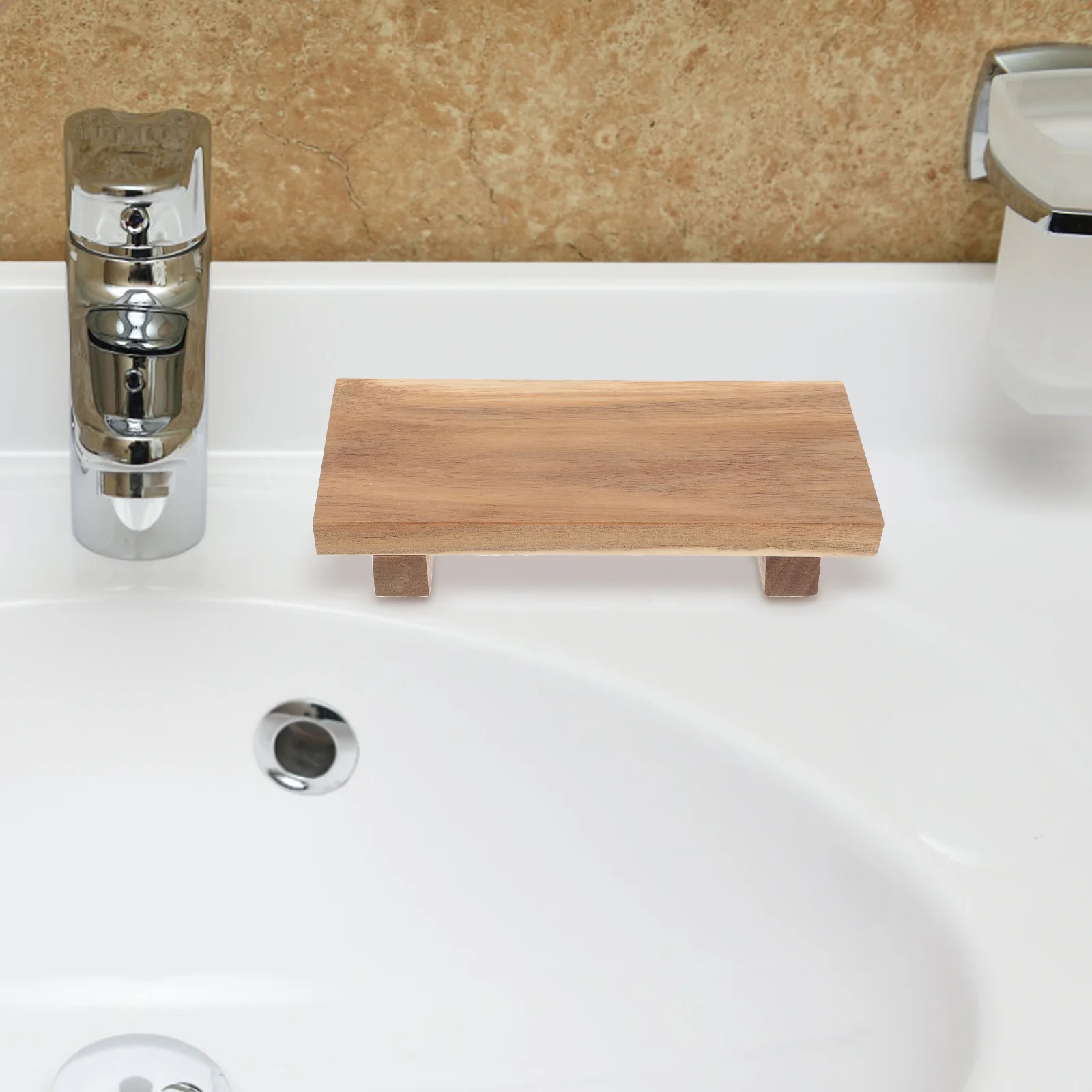 

Wooden Tray Bathroom Soap Pedestal Stand Riser Trays Display Storage Rack Risers Decoration