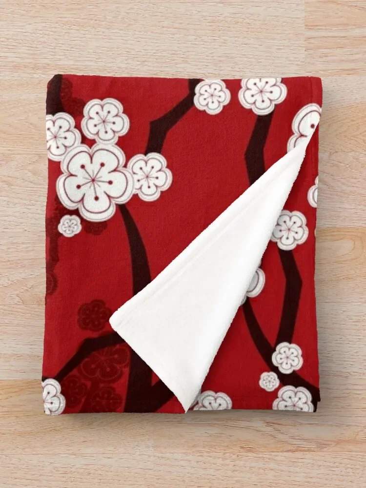 Белые восточные цветки вишни на красном | Дзен японские Цветы сакуры? Откидное