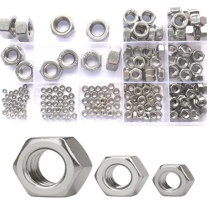 

210pcs/Set 304(A2-70) Stainless Steel Hex Nut M2 M2.5 M3 M4 M6 M8 M10 M12 304 Stainless Steel Hex Hexagon Nut Set Assortment Kit