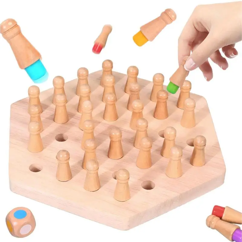 

Деревянная палочка-шахматы с памятью, настольная игра Монтессори, Обучающие цветные когнитивные Обучающие игрушки, блочная игра-головоломка для детей