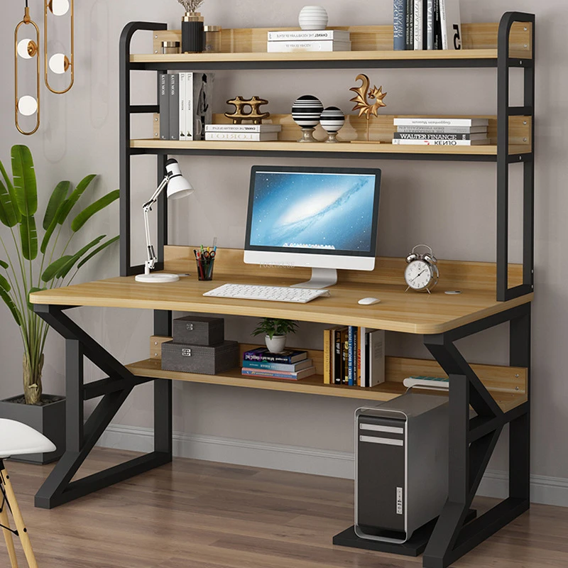 

Modern Desktop Computer Desk Simple Study Table Office Furniture Bedroom Gaming Desk Bookshelf Integrated Office Desk Rack U