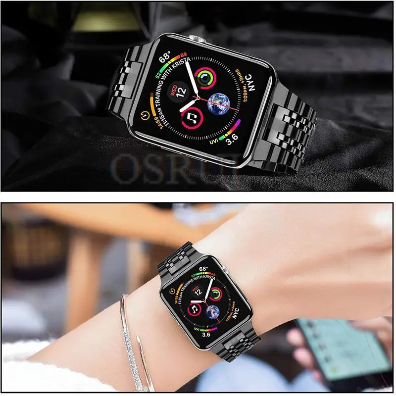 Strap + Case For Apple watch band 41mm 45mm 44mm 40mm 42mm 38mm Stainless Steel Link bracelet Wrist belt iWatch 7 6 5 4 3 2 SE