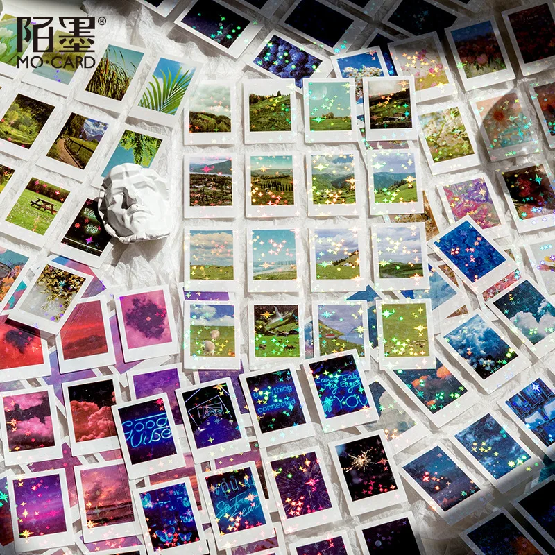 

2 Sheets/pack Laser Stickers Going To The Four Seasons Series Romantic Star Sequins Diary Decoration Materials