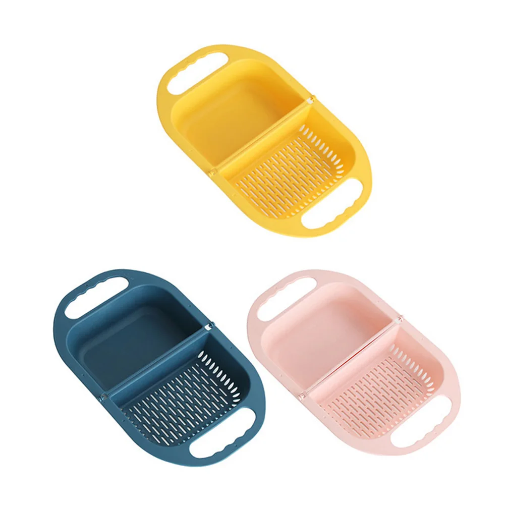 

Foldable Drain Basket Double-sided Fruit Vegetable Washing Basket Strainer with Handle for Kitchen Storage Organization