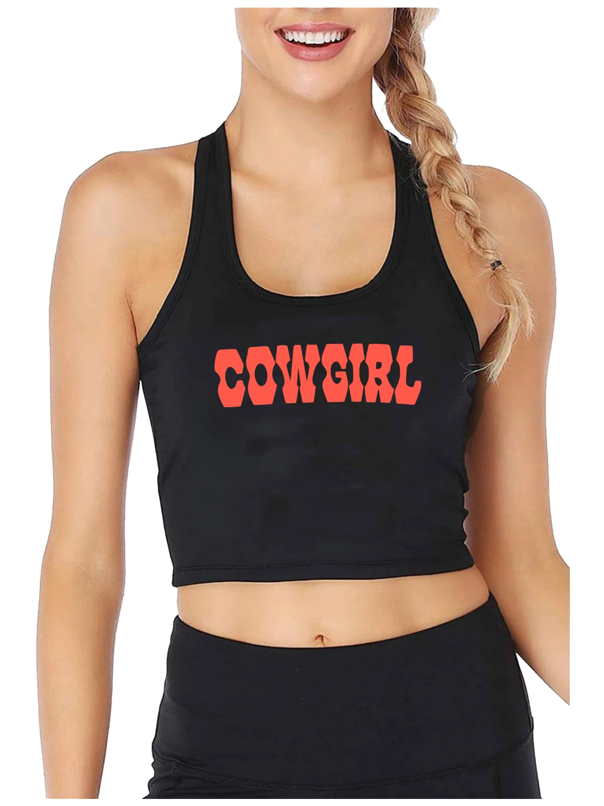 

Western Cowgirl Y2K Design Cotton Sexy Slim Fit Crop Top Hot Girl Fashion Creative Naughty Tank Tops Sports Training Camisole