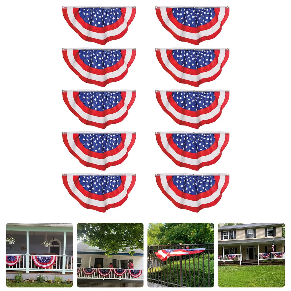 

10pcs Independence Day Fan Shaped Flag Decorative Party Banner Festival Bunting Garden Ornament Semicircle Flag Adornments