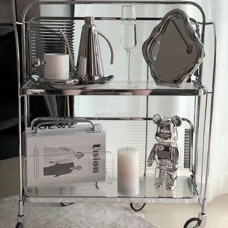 Прозрачная стеклянная тележка для столовой автомобиля домашняя кухня бар