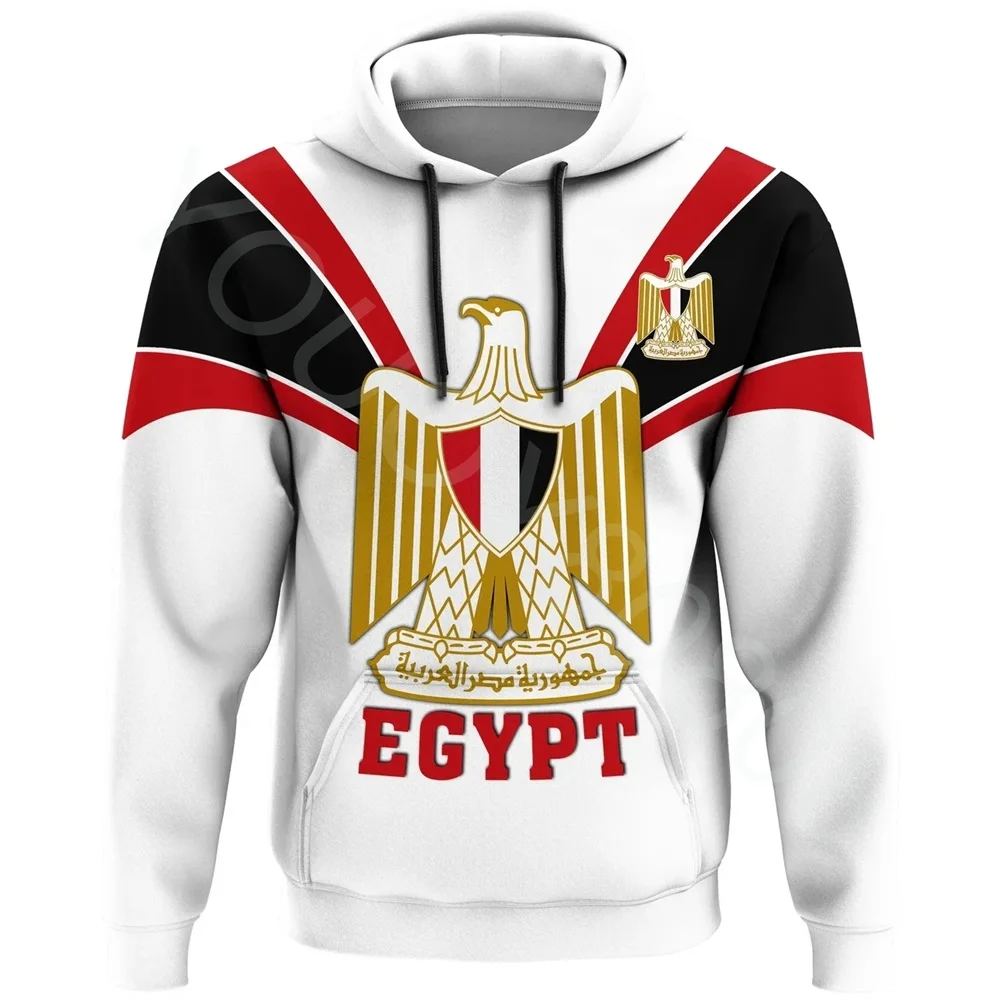 

African region men's autumn and winter new hoodie casual loose sports print retro flag Egypt hoodie fangs style