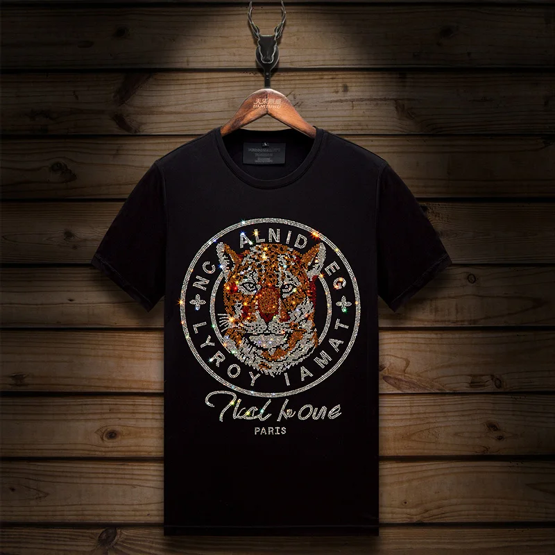 

2022 Animal T Shirts for Women Tiger Diamonds High Quality Fashion Streetwear O Neck Short Sleeve Slim Fit Casual Woman T-shirts