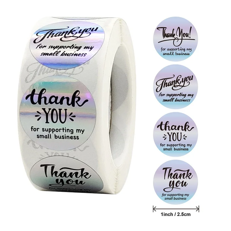 

100-500PCS New Thank You Stickers for Business Merci Small Packaging Stickers Roll Rolling Sticker Pack Labels Home Made Lables