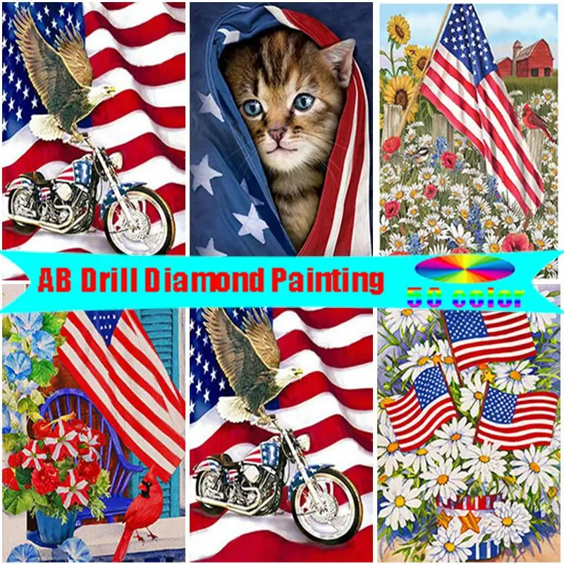 

DIY Flag AB Diamond Painting Kit 5D DIY Full Square/Round 50 Color Diamond Embroidery Rhinestone Mosaic Wall Art