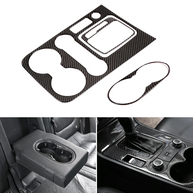 

For VW Touareg 2011 - 2018 Carbon Fiber Car Interior Center Control Gear Shift Panel Water Cup Holder Sticker Cover Frame Trim