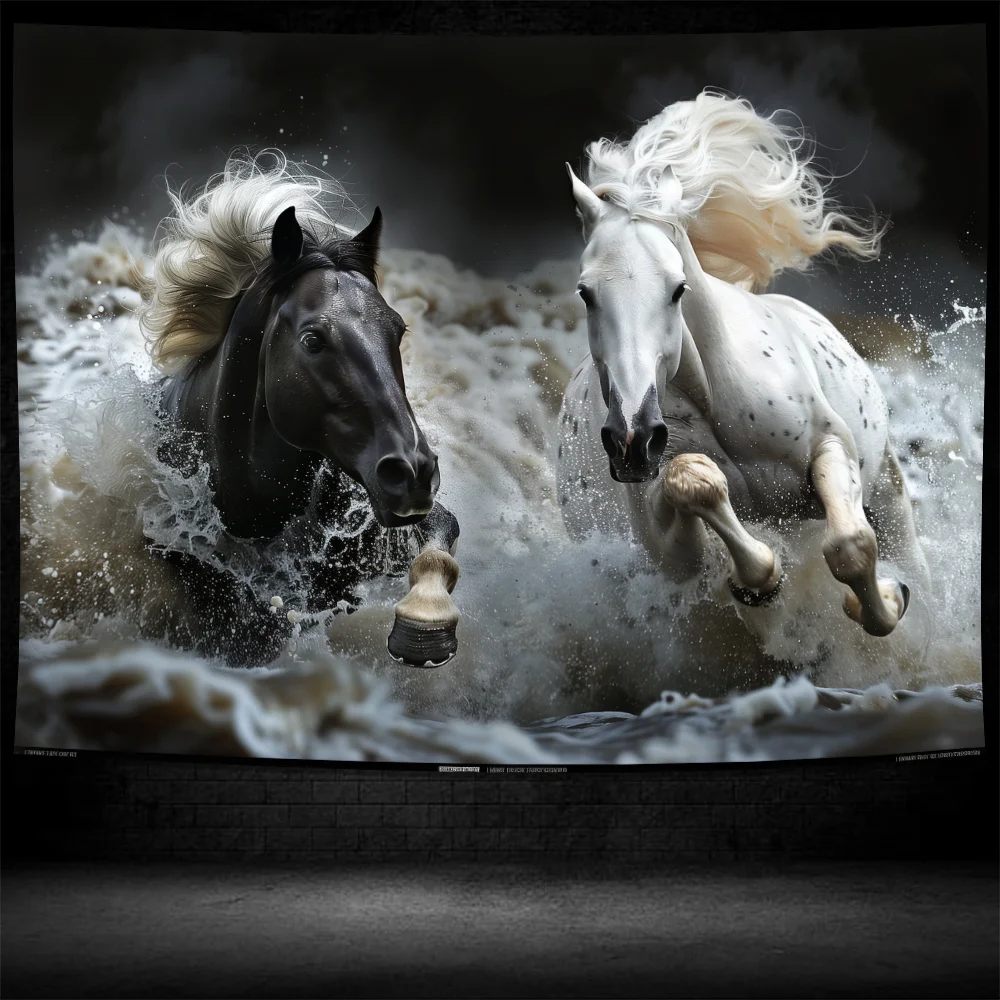 

Гобелен Majestic черный белый лошадь