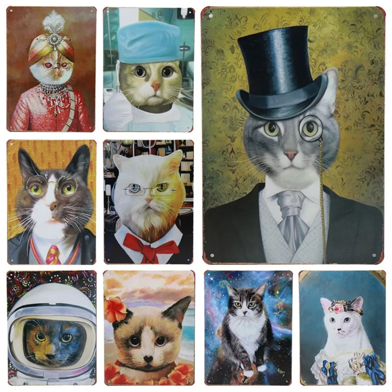 

30X20cm Cute Cat Cartoon Plates Metal Sign Wall Plaque Tintin Metal Home Decor Vintage Tin Signs Pub Home Bar Decorative H60