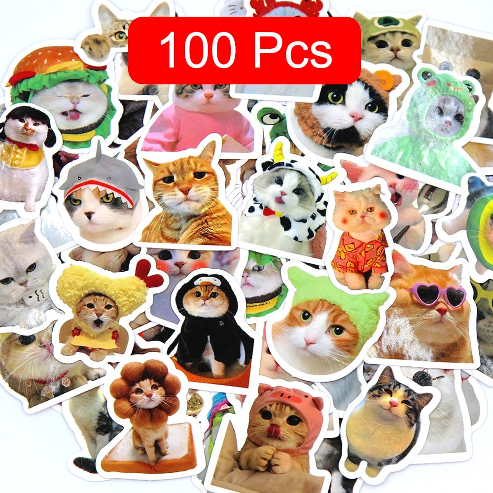 

Набор наклеек с котами и животными 10/50/100 шт.
