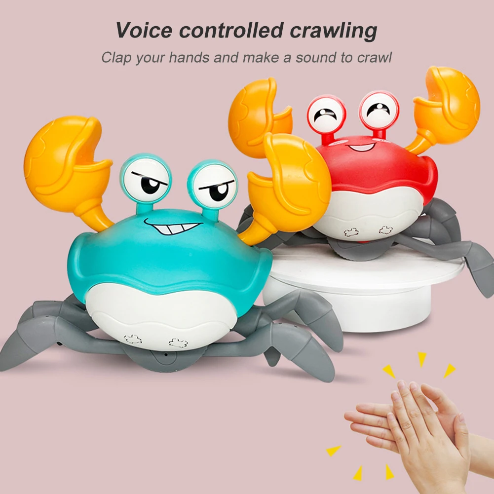 

Kids Electric Voice Control Crab with Light Sound Auto Avoid Obstacles Toy Animal Model Gifts for Kids Children Development Toy