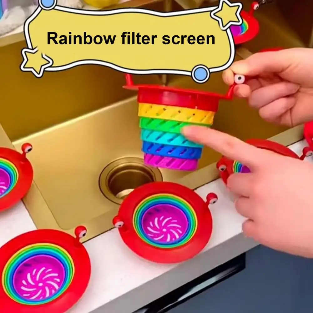 

1/2Pcs Rainbow Filter Kitchen Bathroom Foldable Sink Strainer Prevent Blockages Drain Hole Filter Trap Waste Screen Home Supply