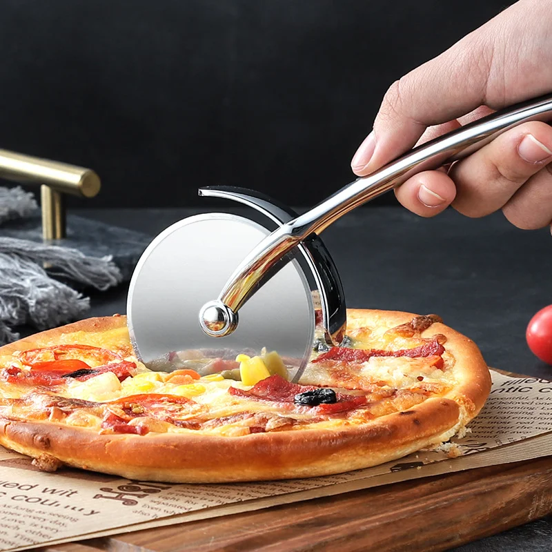 

Stainless Steel Pizza Cutter Wheel Knife Cake Bread Slicer Pies Round Knife Zinc Alloy Handle Kitchen Baking Kitchen Tools