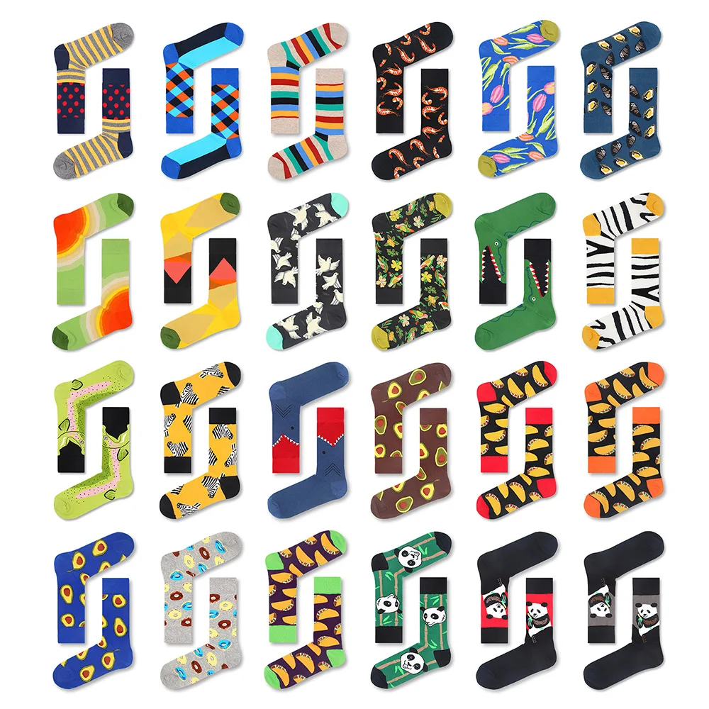 

1 Pair Combed Cotton Fashion Hip Hop Man Woman Socks Harajuku Fruit Skateboard Oil Painting Animal Happy Socks Funny Sokken