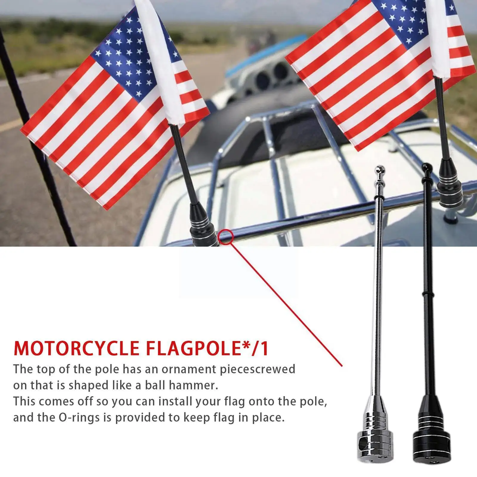 

Motorcycle Rear Shelf Flagpole Fashion Car Exterior Decoration Is Suitable for Harley XL883 1200 X48 Big Glide Road King Fa I7W6