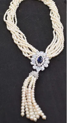 

8rows freshwater pearl near round 3-4mm 25inch and necklace wholesale beads nature blue pendant