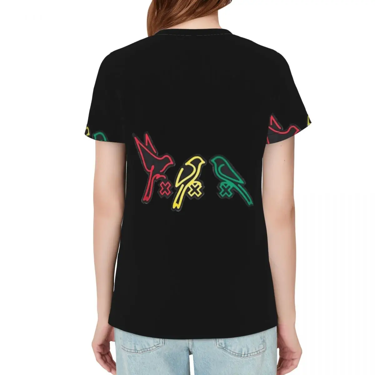 Фото Футболка Bob Marley Ajax - Three Little Birds Floor Pillow Yuysnoofzil, женская футболка с короткими рукавами, одежда с круглым вырезом №3