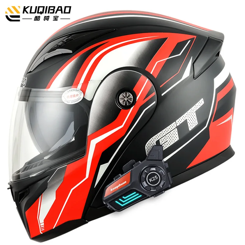 Kuqibao мотоциклетный шлем с двойными линзами отслаивающийся электрический Bluetooth