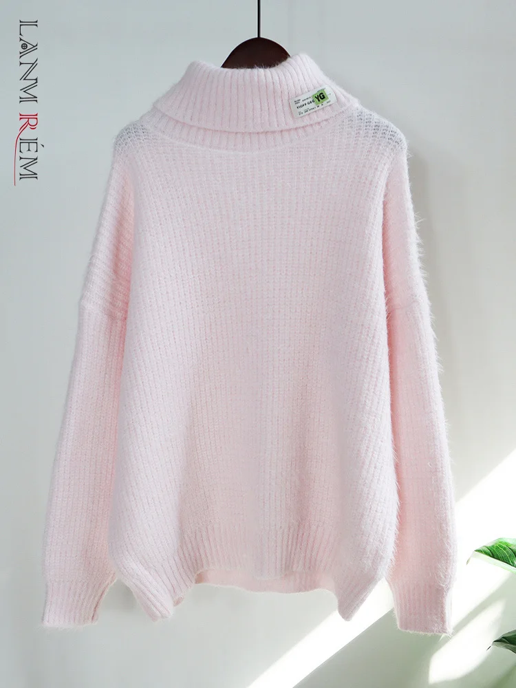 

Свитер LANMREM Женский трикотажный однотонный, Повседневный пуловер с высоким воротником и длинными рукавами, офисная одежда в Корейском стиле, 32D526, 2023