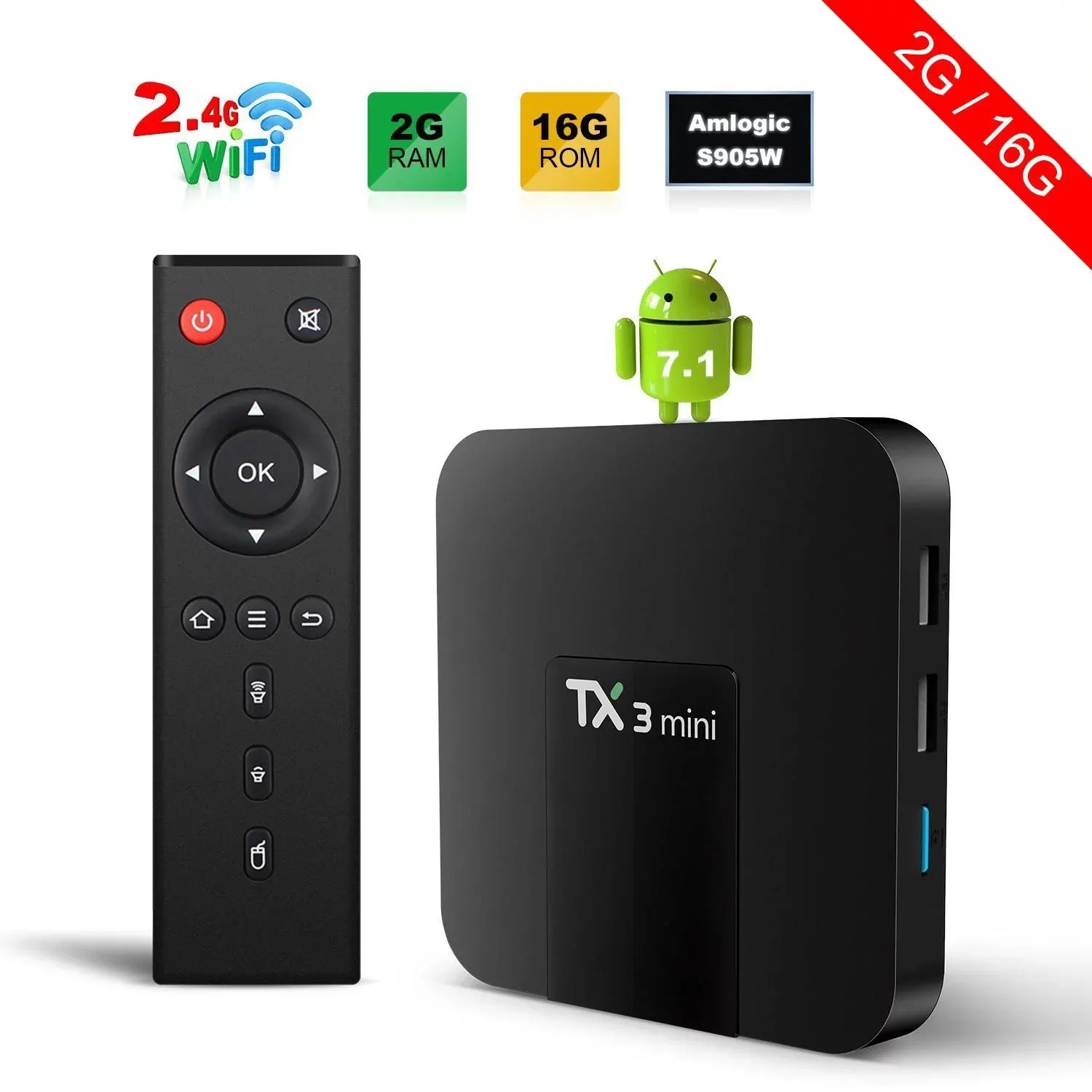 

Tx3 mini tv box s905w tv box Tx3 2 + 16g HD network player Bluetooth 4K Free shipping Recommend