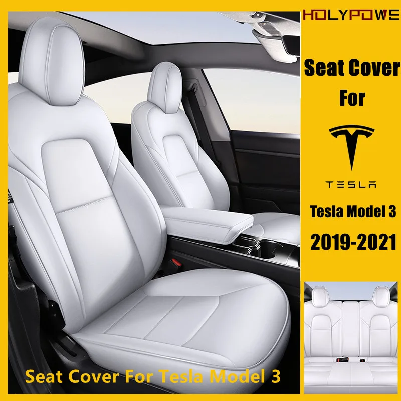 

For Tesla Model 3 Car Seat Cover 2019-2021 PU Real Leather Full Surround Inerior Accessories Custom Make Model Y X S Seat Cover