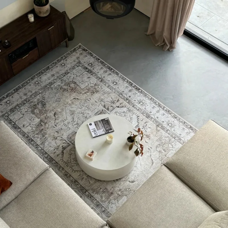 Бирюзово-розовый разноцветный потертый ковер в стиле бохо для гостиной моющийся