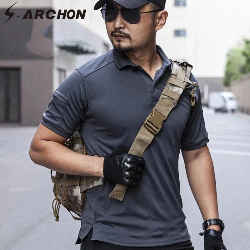 Летняя тактическая рубашка-поло для улицы мужская повседневная быстросохнущая