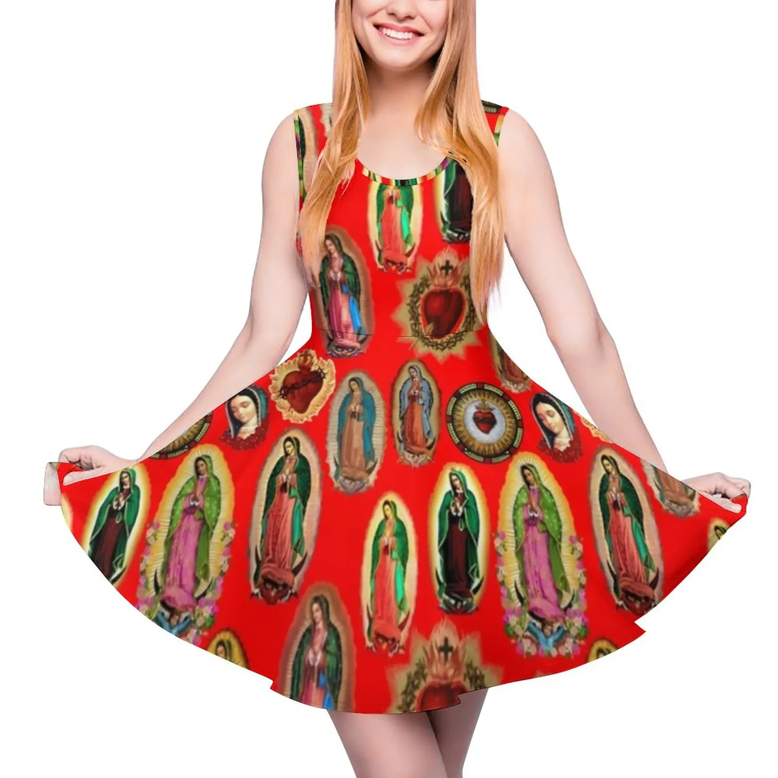 

Our Lady of Guadalupe Dress Virgin Mary Elegant Dresses High Waist Casual Graphic Skate Dress Summer Female Oversized Clothes