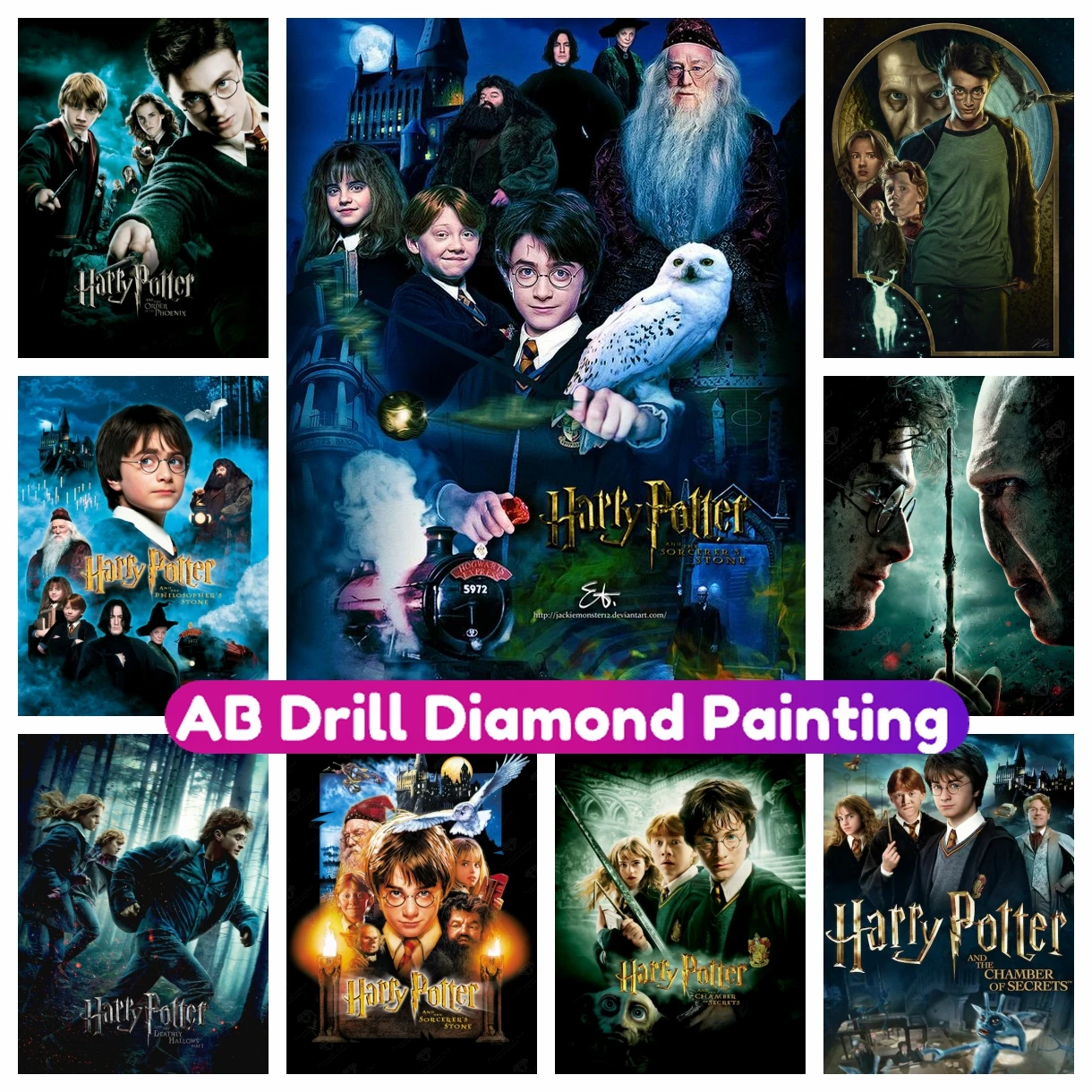 

Harries Potters Movie Classic AB Diamond Painting New Arrivals 5D DIY Full Cross Stitch Kit Mosaic Embroidery Home Decor Gif