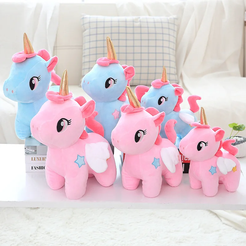 

Children's soft unicorn plush doll 20-30cm pink blue pony plush toy home decoration girl holiday gift
