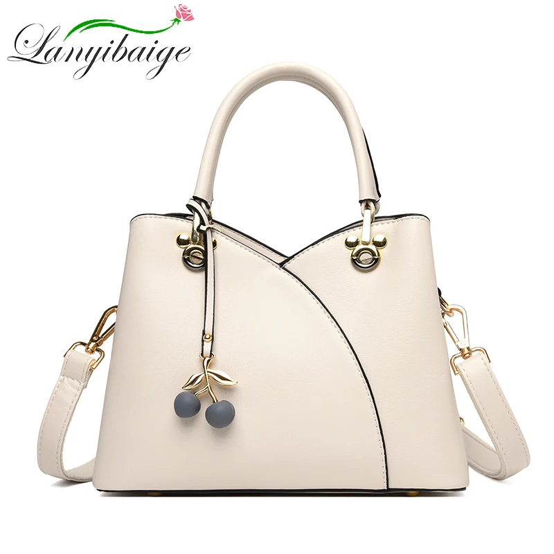 2022 Hot Sale PU Leather Messenger Bag Ladies Brand Stitching Designer Bag Large Capacity Handbag Exquisite Pendant Shoulder Bag