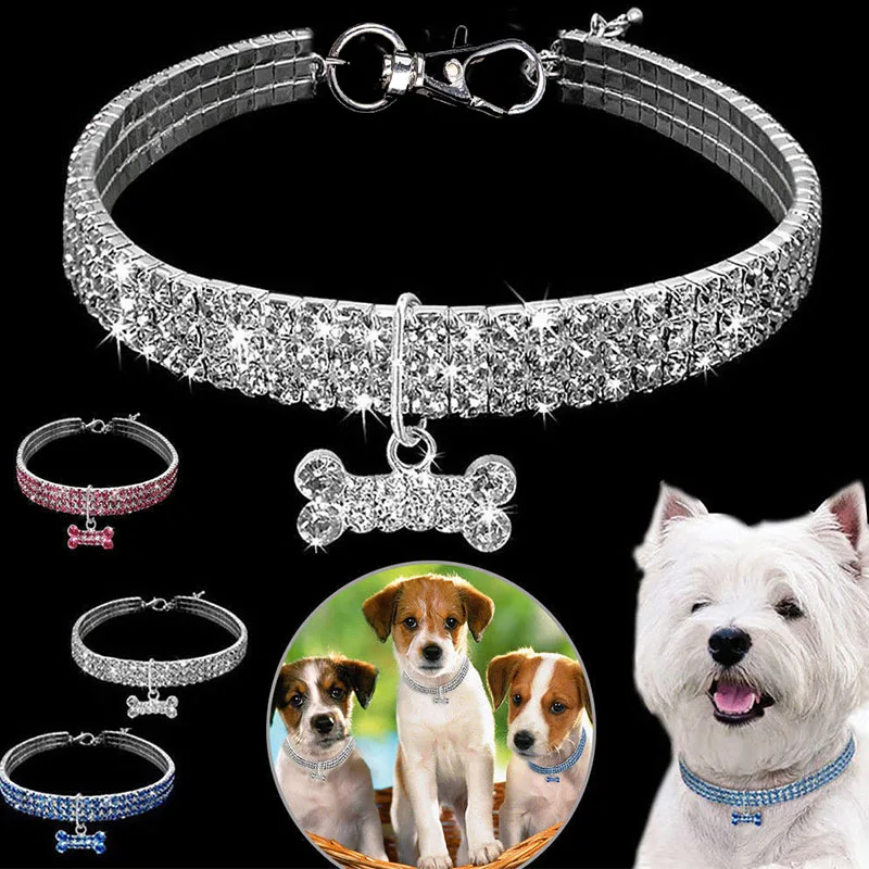 

Pet Collar Rhinestone Stretch Pet Necklace Adjustable Length Crystal CollarCat Dog Accessories masco dog leash luxurious