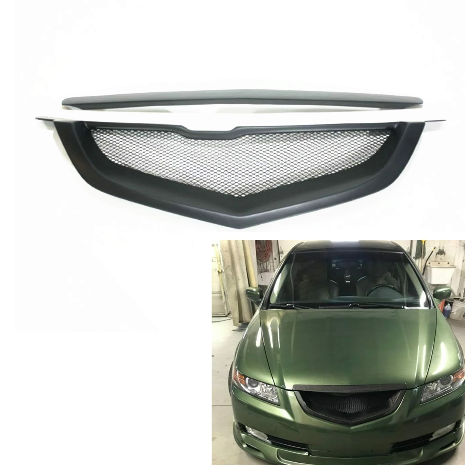 Матовый черный Передний решетчатый гриль для Acura TL 2004-2008 Стеклопластиковая