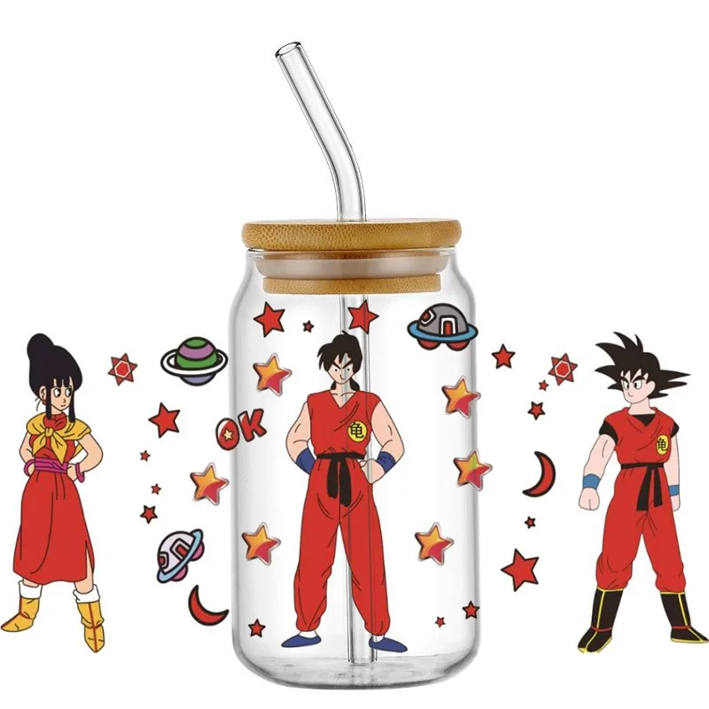 Наклейка для стаканов с рисунком Dragon Ball, 16 унций, УФ-печать, водонепроницаемая, для самостоятельного нанесения, для стеклянных стаканов Libbey, декор для дома (art.: 3920d9e84cdff) - 3920d9e84cdff