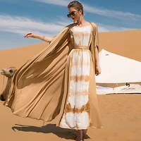 ramadan eid sequins satin choffin patchwork women muslim dresses abayas caftan marocain saudi turkey robe femme 2 piece set