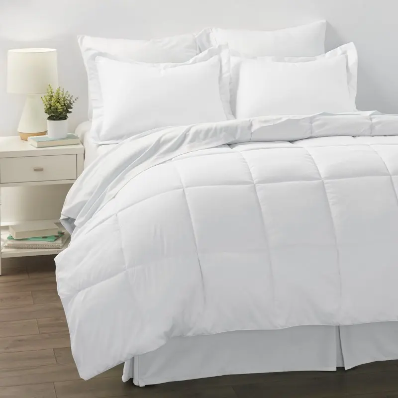 

White 8-Piece Bed in a Bag Microfiber Bedding Set, Queen, by