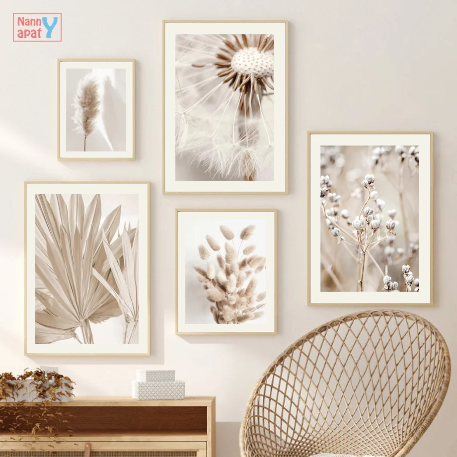 

Dandelion Palm Leaf Autumn Poster Flower Grass Reed Nature Wall Art Canvas Painting HD Picture For Living Room Modern Home Decor